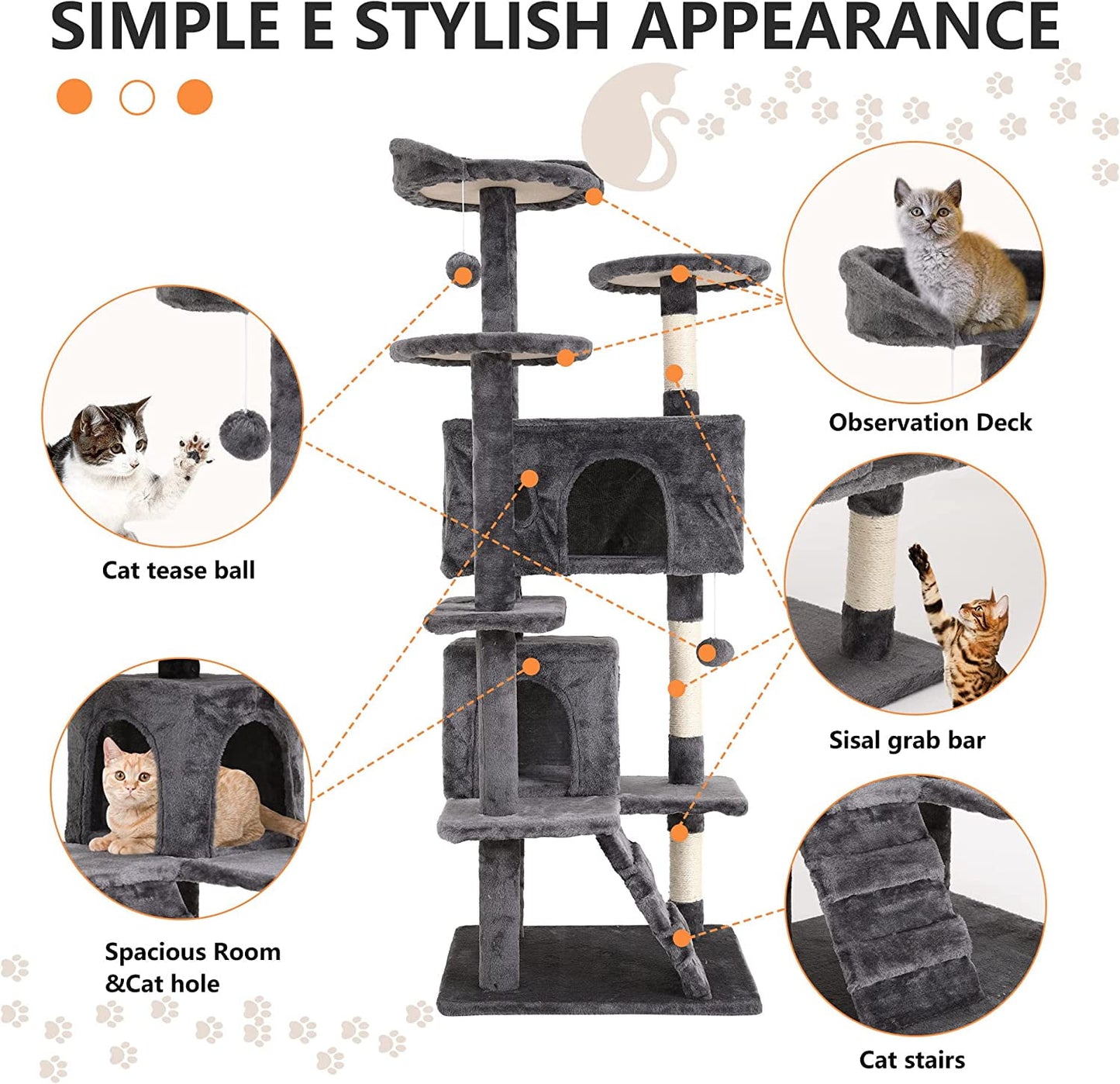 All-in-One Cat Tree: Perches, Condos, Scratching Posts & Toys