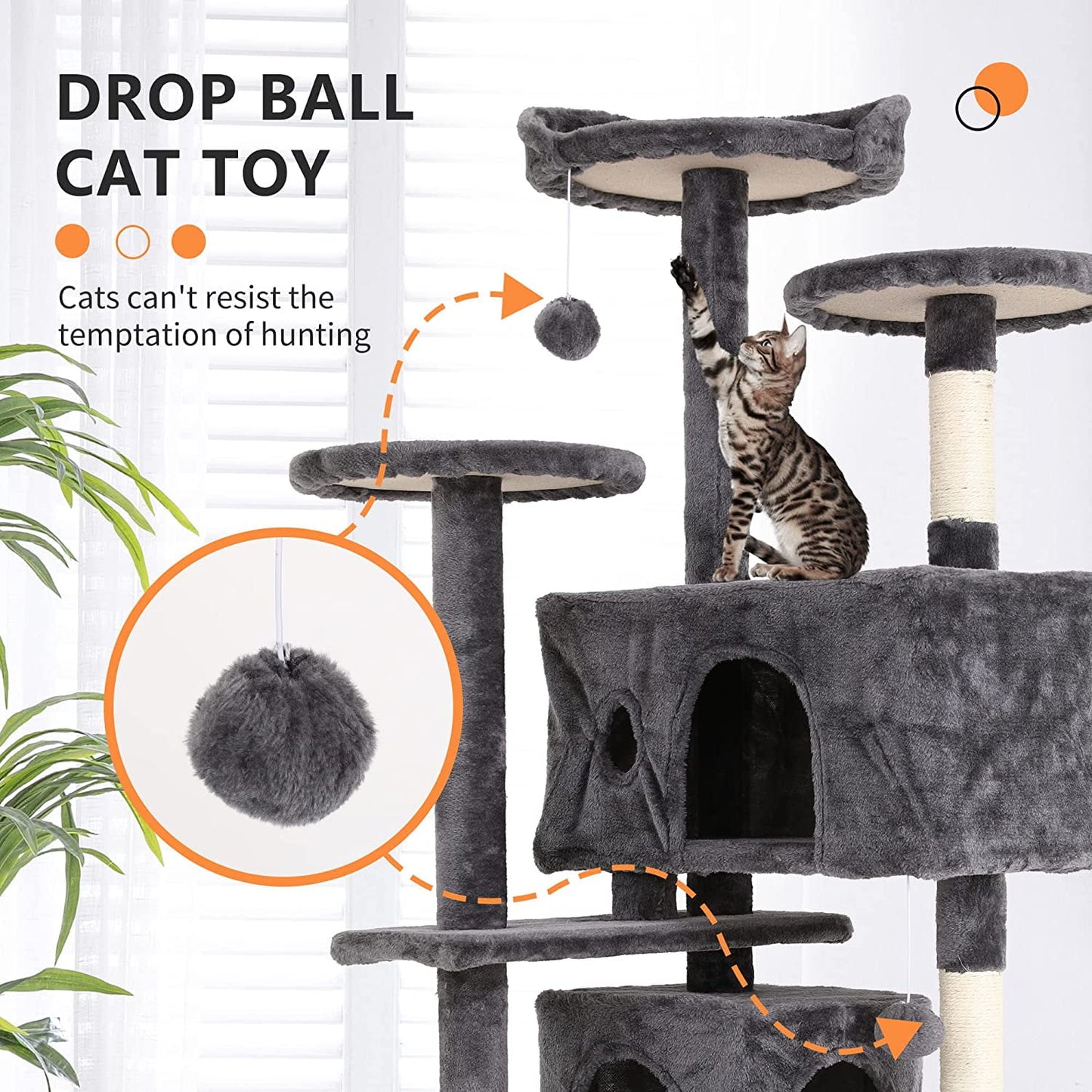 All-in-One Cat Tree: Perches, Condos, Scratching Posts & Toys