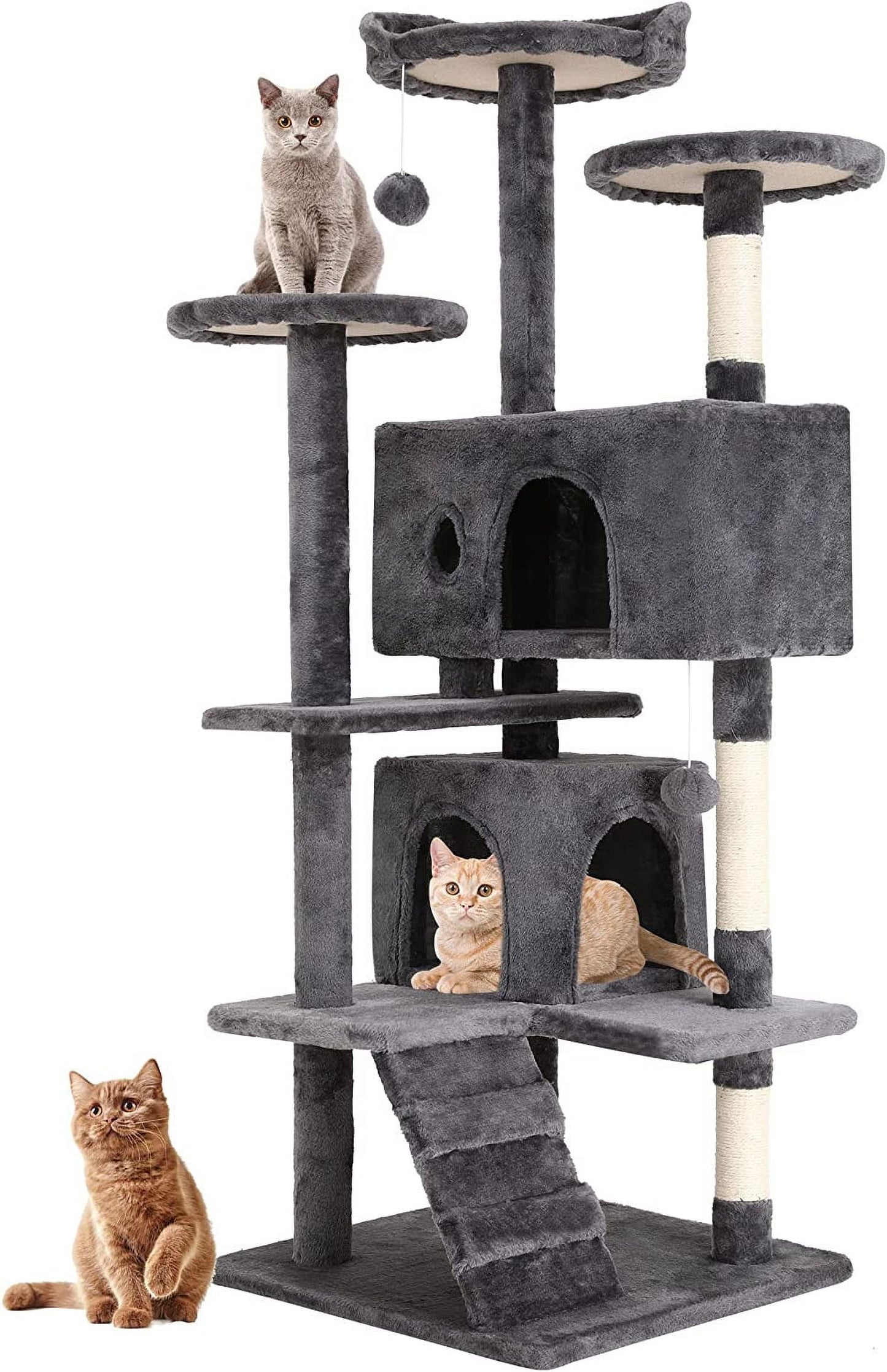 All-in-One Cat Tree: Perches, Condos, Scratching Posts & Toys