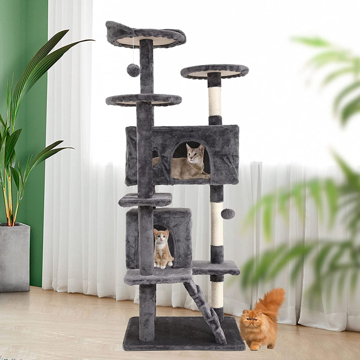 All-in-One Cat Tree: Perches, Condos, Scratching Posts & Toys