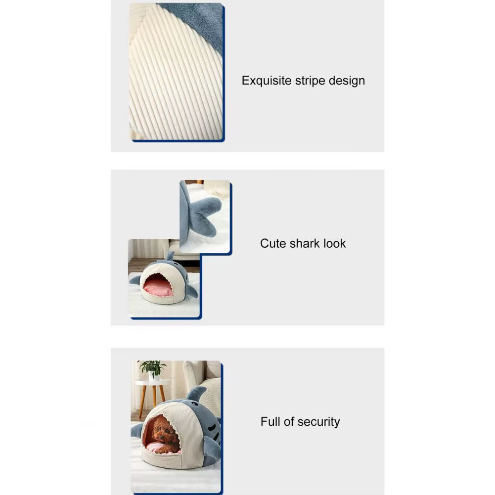 Luxury Plush Shark Pet Bed – Cozy Cave for Cats & Small Dogs