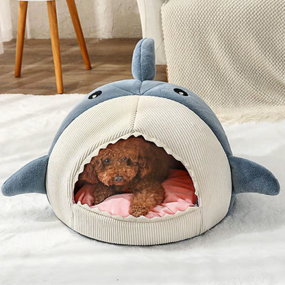 Luxury Plush Shark Pet Bed – Cozy Cave for Cats & Small Dogs