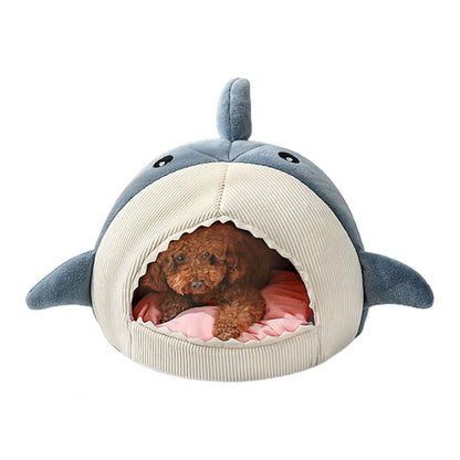 Luxury Plush Shark Pet Bed – Cozy Cave for Cats & Small Dogs