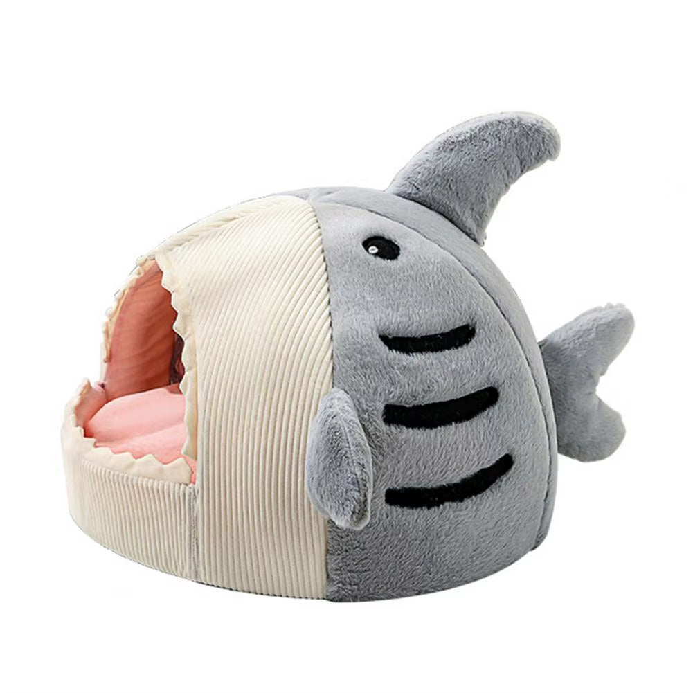 Luxury Plush Shark Pet Bed – Cozy Cave for Cats & Small Dogs