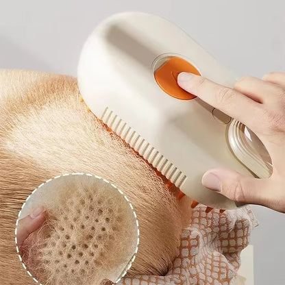 Electric Pet Steam Brush – 3-in-1 Grooming, Massaging & De-Shedding Tool