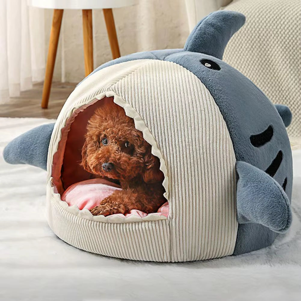 Luxury Plush Shark Pet Bed – Cozy Cave for Cats & Small Dogs