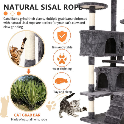 All-in-One Cat Tree: Perches, Condos, Scratching Posts & Toys