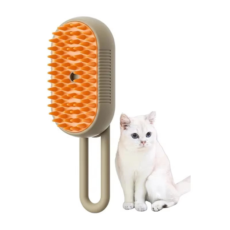 Electric Pet Steam Brush – 3-in-1 Grooming, Massaging & De-Shedding Tool